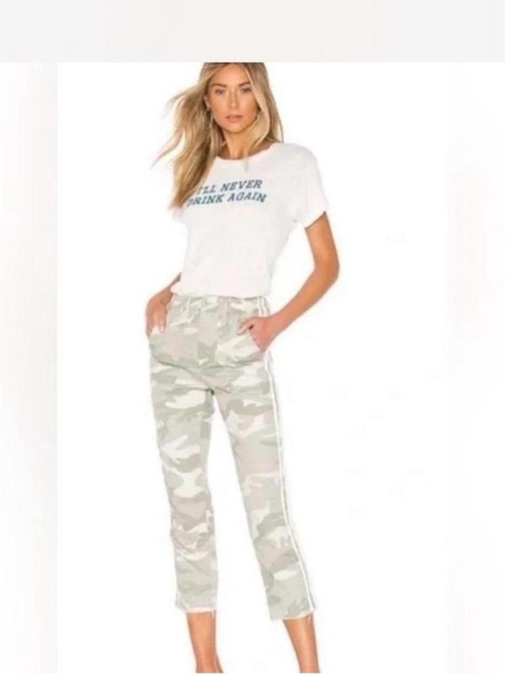 MOTHER Cropped Camo Pants - Neutral Green and khaki